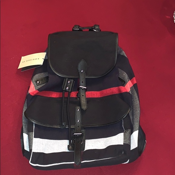 Burberry Men's Korbin Check Print Canvas Backpac - Picture 1 of 7